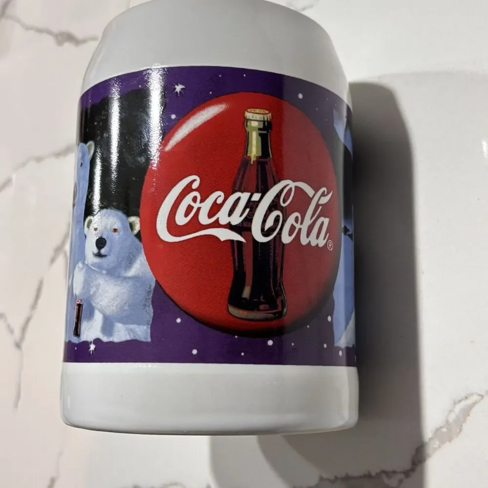 Coca Cola 1995 Vintage Polar Bears Lager Mug Large 23 Oz. Porcelain Thailand 90s